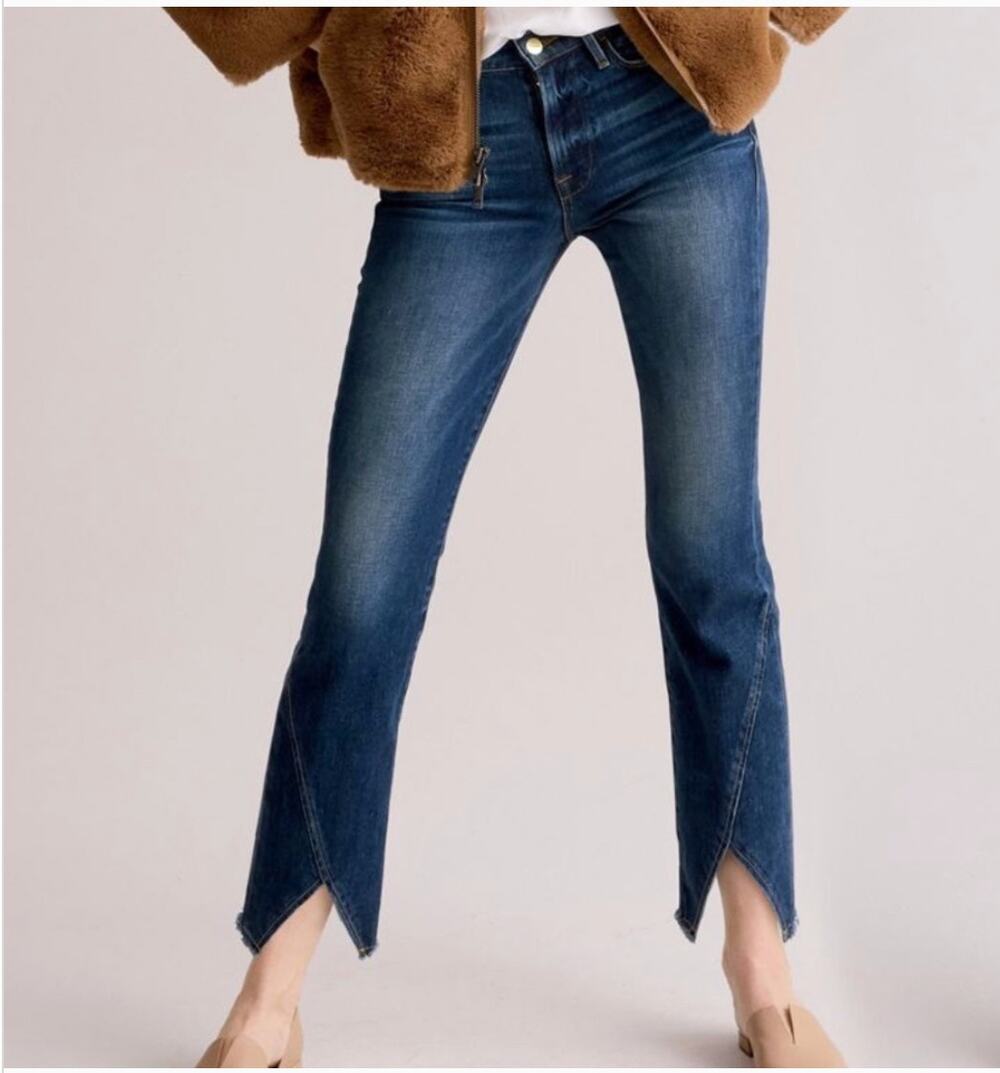 Frame Le High Straight High-Rise Jeans in Seascape Notched ankles size 29